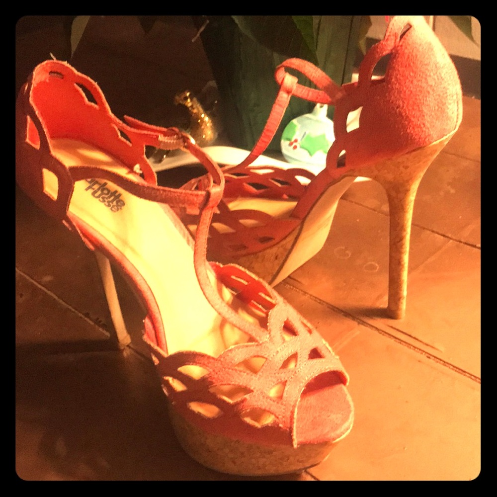 Charlotte Russe 8.5 Coral Pink Platform Stilettos